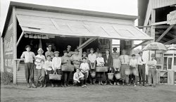 Concession stand runners and helpers, circa 1916, servicing the Lake View Park baseball field. Lake View Park (1883-1921).
Lake View Park was near the River, at the foot of Grant Street, Averyville-Peoria, Illinois. Lake View Park was the home of the Peoria Distillers, a Triple-I League team (Illinois-Indiana-Iowa League). The Peoria Distillers entered the league in 1905, winning three league championships; in 1911, 1916 and 1917. Baseball was suspended in 1918 on account of World War I, when the Distillers returned in 1919, they changed their name to the Peoria Tractors. View full size.
(ShorpyBlog, Member Gallery)