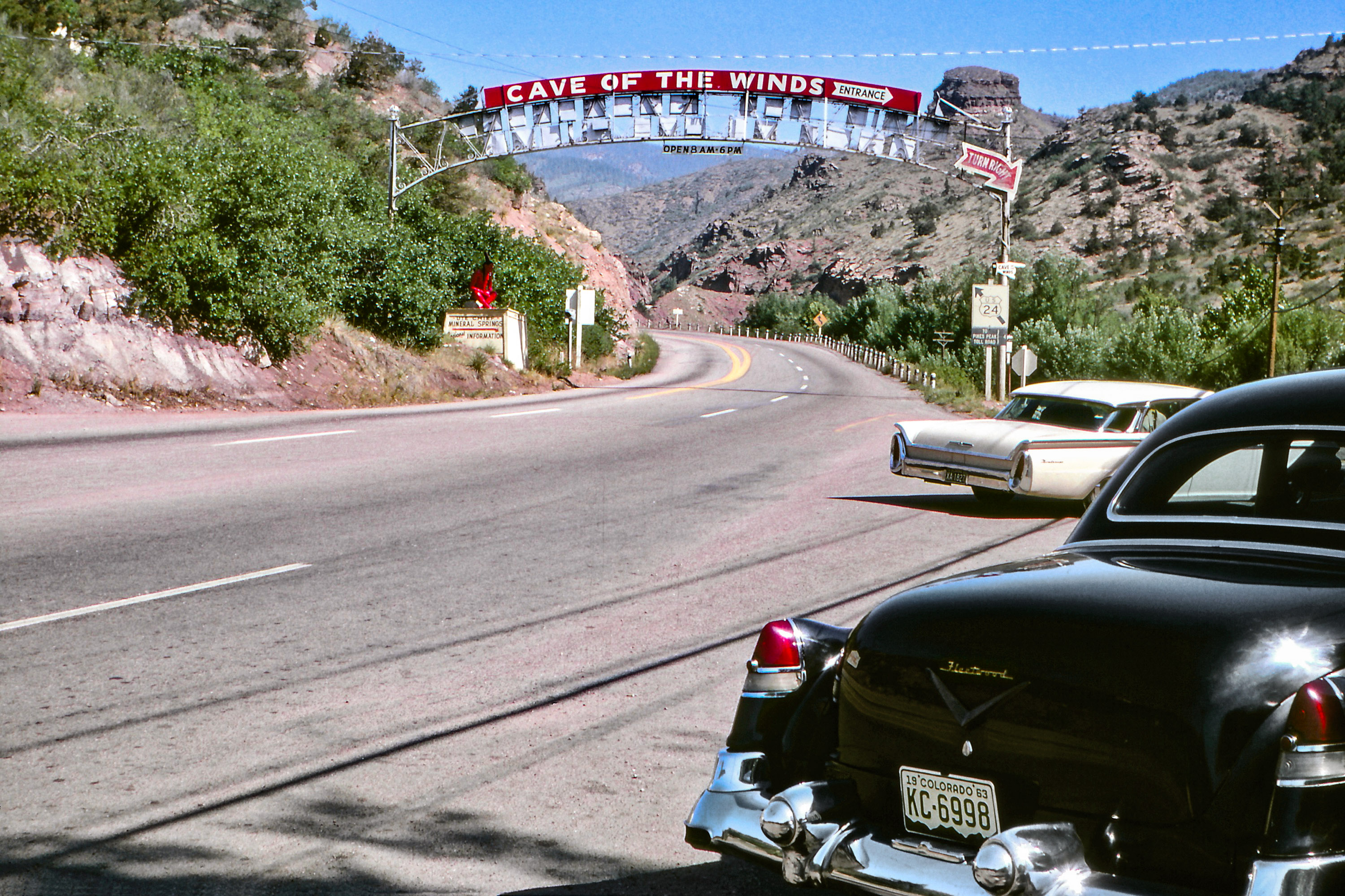 June 1963. A tourist stop in Manitou Springs, Colorado, with mineral water springs and all the usual "souvenirs."  Captured on 35mm Kodachrome by my great-uncle Herbert F. Krahn of Oshkosh, Wisconsin. View full size.