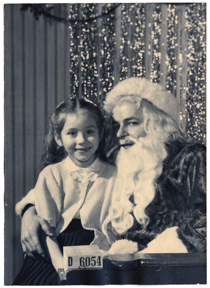Diane C. Majka, Approximately 1950, Christmas, Chicago. Scan from 4x6 print on textured paper. View full size.