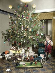Colorized from the Library of Congress, National Photo Company, 1922. Title unverified as "Dorsey Christmas Tree." View full size.
&quot;Oh, come on...&quot;"Timmy wasn't THAT good this year!!!!"
(Colorized Photos)