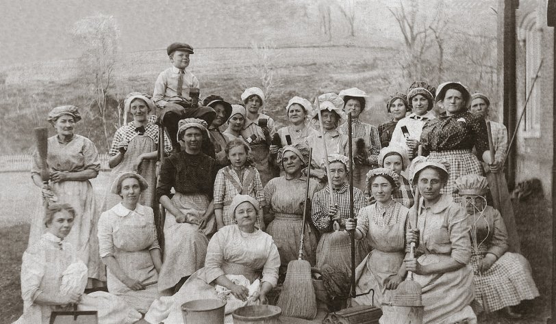 The women of a rural West Virginia church gathered to do spring cleaning, 1910. View full size.
