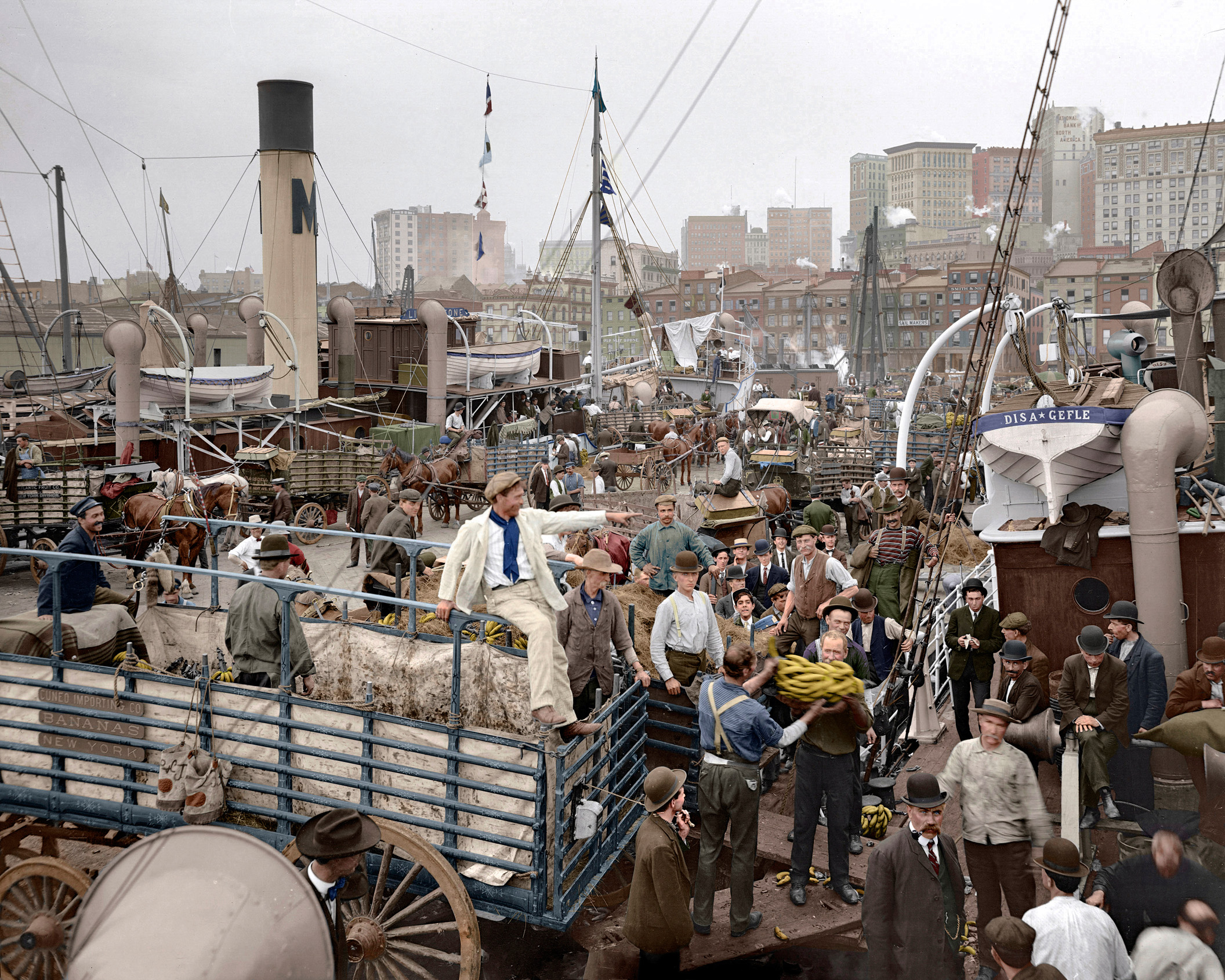 Colorized from this Shorpy original.This took a long time to colorize! My biggest project yet. View full size.