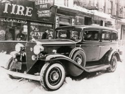Back of photo has typed: "A-550-9, NEW YORK CITY- Police Commissioner's Car Showing Insignia. Received from New York March 1, 1934."
Below that are two rubber stamps: a blue one: "Warner Bros. Pictures Inc Burbank, Calif. Property of Research Department" which is crossed out, and above it a purple stamp: "Columbia Pictures Corporation Research Department." View full size.
(ShorpyBlog, Member Gallery)
