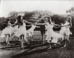 My mother Gladys Wagner is part of the group of ladies dancing at the Crocker Estate in the San Francisco Bay Area around 1920. View full size.
(ShorpyBlog, Member Gallery)