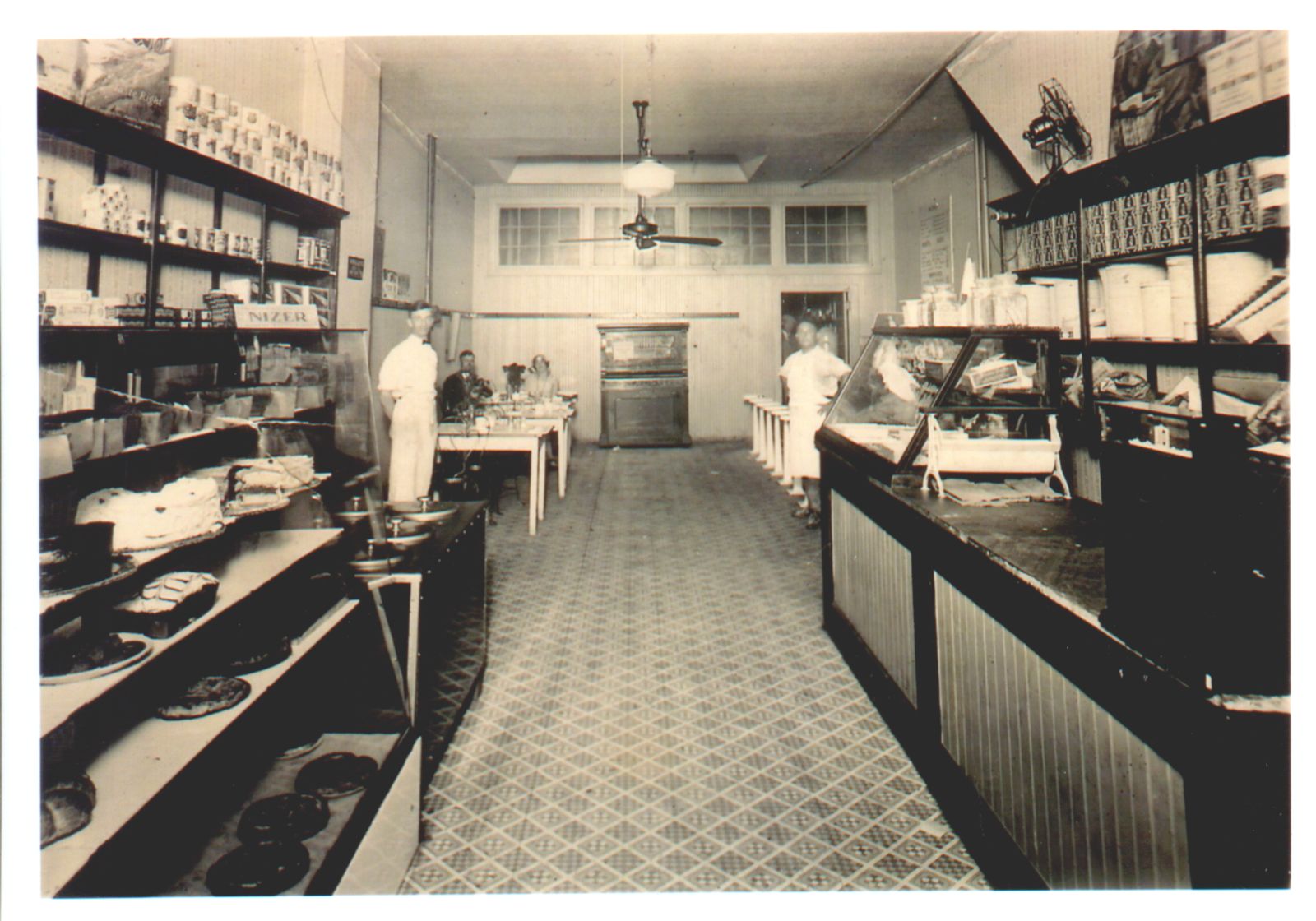 My great-grandfather's Bakery & Cafe on 7th & O Sts. NW, Washington, DC.  He's in the back, on the right.  This was taken ca. 1920. View full size.