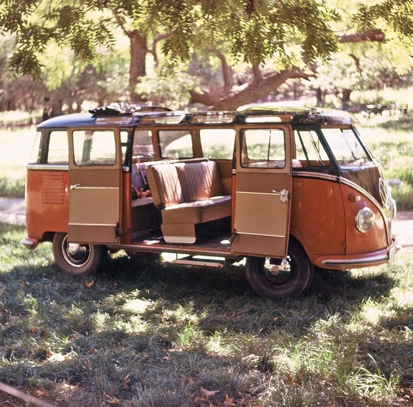 Volkswagen camper on a picnic, Garden Canyon, Fort Huachuca, Arizona, summer 1962. This was a beautiful vehicle for exploring around Fort Huachuca and Sierra Vista, Arizona. View full size.
