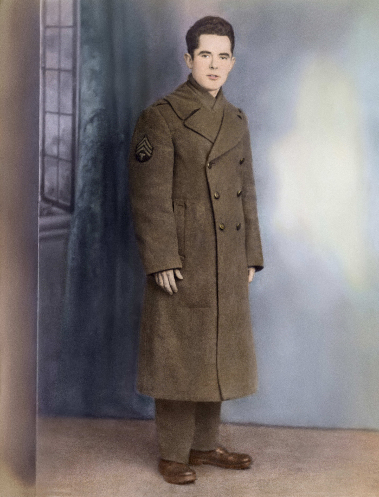 This is a photo of my father, Bernard Warner. It was taken when he was stationed in Ireland before joining his Army unit during World War II. There is a note on the back of the photo, "Inniskillin 1946". View full size.