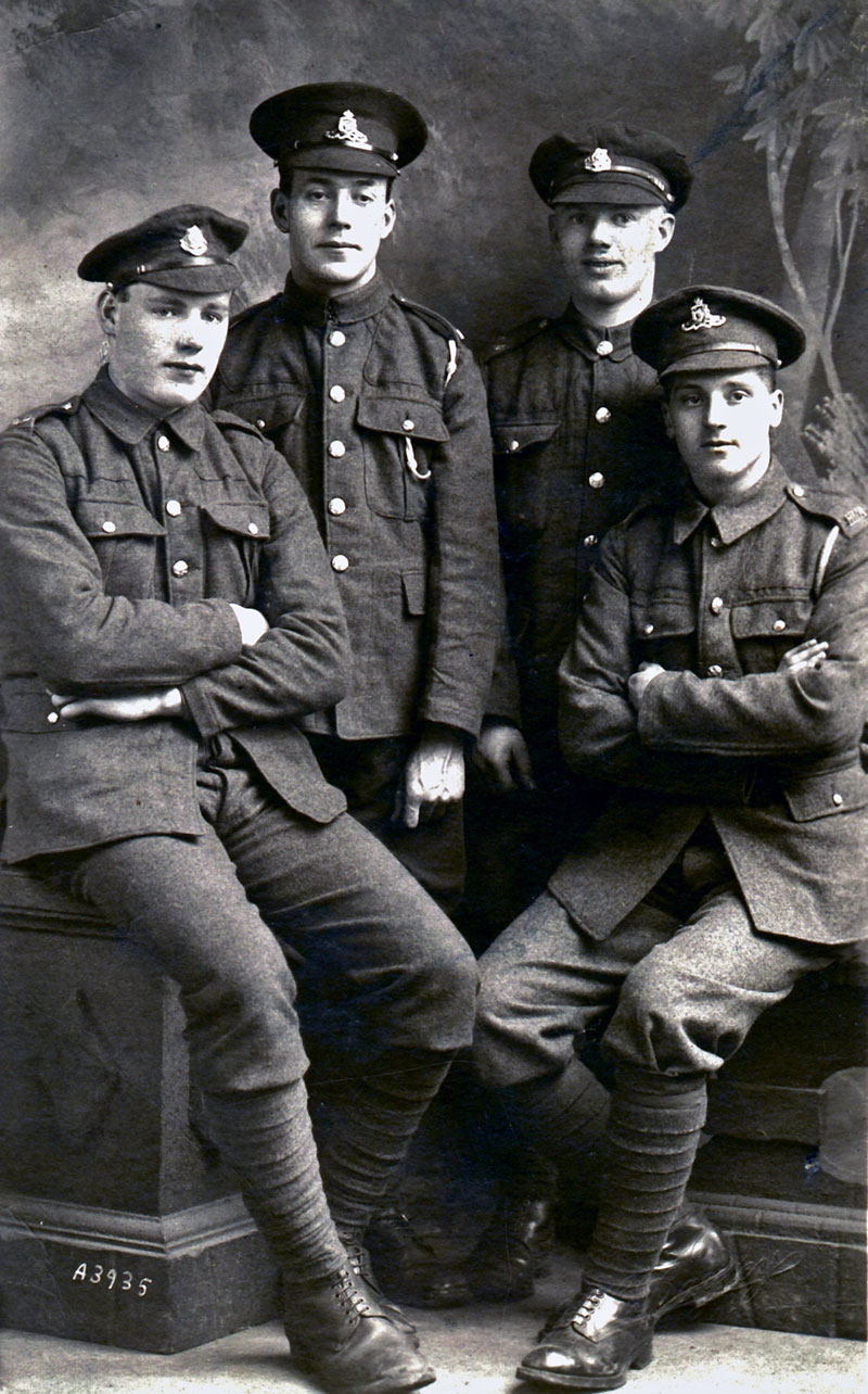 My father Bernard Cavanagh, far right, and some unidentified friends. The picture was taken around 1916 or 1917 while he was on leave from the British army. 