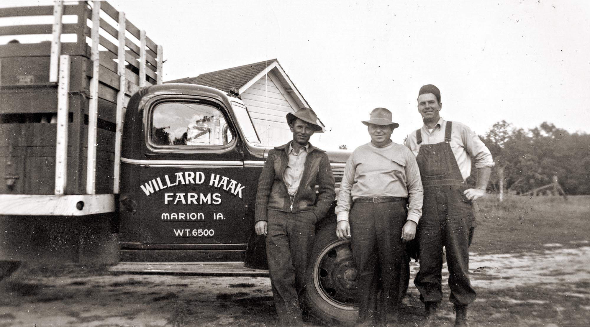 The Willard S. Haak Cattle and Dairy Farms, Marion, Iowa, between 1937 and 1943. They were a Dutch Girl brand milk producer. Dutch Girl was sold in the midwest and at Leibsohn Grocery, in Marion, Iowa.