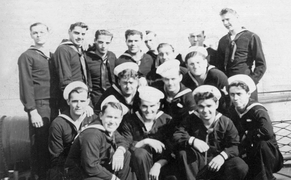My grandfather, Dalmer T. Smith and some of his shipmates from USS MacLeish (DD220) 1945.