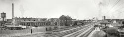 Despatch, New York, circa 1906. "Merchants' Despatch Transportation Co." The New York Central rail hub now known as East Rochester. Panorama made from three 8x10 inch glass negatives. Detroit Publishing Company. View full size.