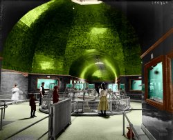 Detroit Aquarium colorized. Yes, the ceiling is green, but a lighter happier green. View full size.