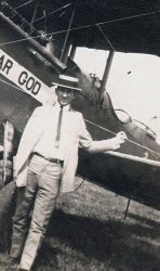 My grandfather at the opening of Cincinnati's Blue Ash airport in 1922.  While he had little to do with airplanes, he was always present at any notable event in those days. View full size.
(ShorpyBlog, Member Gallery)