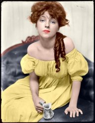 Evelyn Nesbit, 1901, colorized from Shorpy's files. View full size.