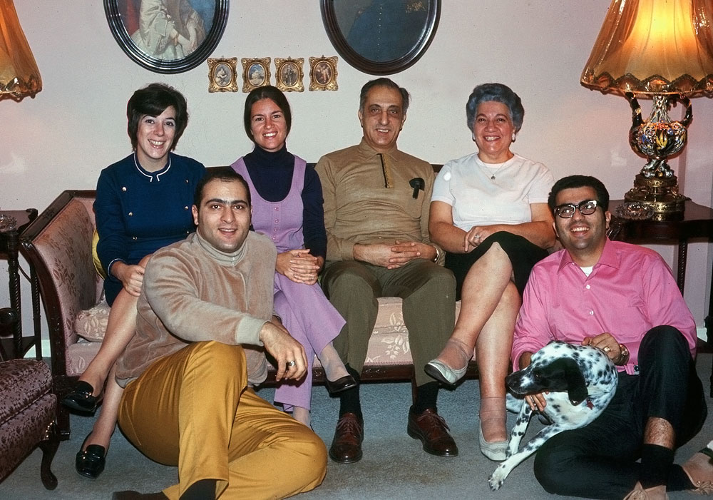 Bottom left, my dad, Joe; My mother, Rosemarie; my aunt Loraine; my grandfather Ralph; my grandmother Mary; my uncle Ralph and Freckles the dog. Christmas 1969 at my grandparents home in Floral Park, NY. View full size.