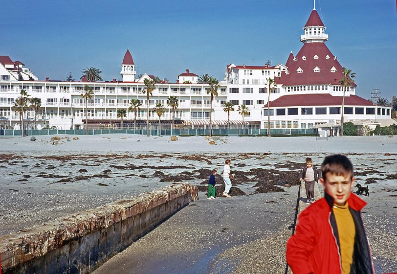 Me, at the Hotel Del Coronado in San Diego, California, February, 1969. A mere 11 years after the Marilyn Monroe classic, "Some Like It Hot" was filmed there. Kodachrome slide by my dad. View full size.
