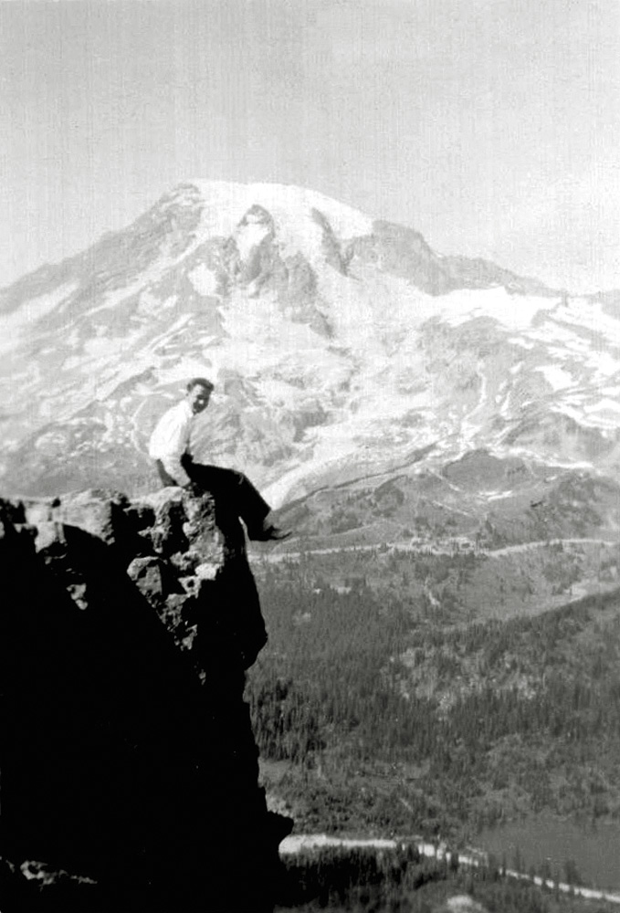 Probably taken on Pinnacle Peak (Tatoosh Range) at Mt. Rainier National Park, Washington in the 1930's. Always my dad's favorite place. Posting in honor of his birthday. View full size.