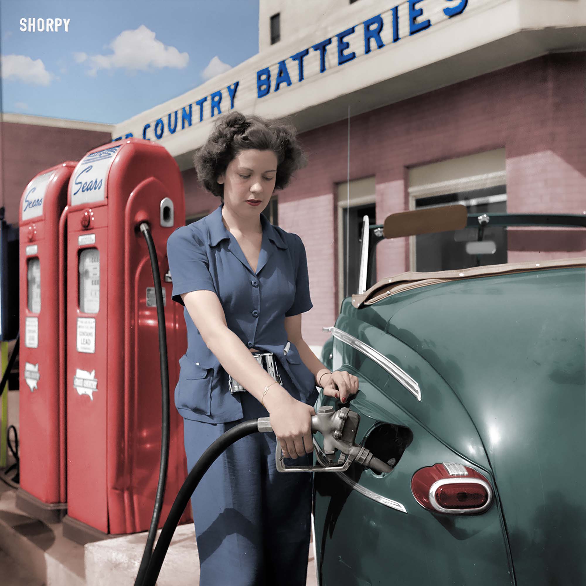 Here is my version of this Shorpy photo. I never knew that Sears sold gasoline.
