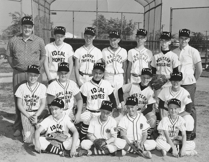 Foothill Little League All-Star team about 1963. I am the lefty in the front row. second from left. Upland, California. View full size.
