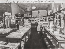 Frank Sharp's store in Tremont, Illinois. June 1936. Frank is seen with Clyde Coddington and Minnie Broner. The store operated from 1928 to 1965 and was located across the street from Beechams Market, where the present day First National Bank of Tremont is located.

Property of, and used by permission of, the Tremont Museum and Historical Society, corner of Sampson and Madison Streets, Tremont, IL.