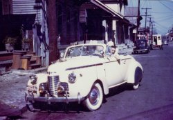 I thought I would post one of my cousin Frank Klemm's cars. This is one of the best pictures. He took pictures of all the cars he owned, which was many. He loved cars. View full size.
Frank&#039;s CarIs a 1940 Chevrolet, I think. Here's my color correction attempt.
(ShorpyBlog, Member Gallery)
