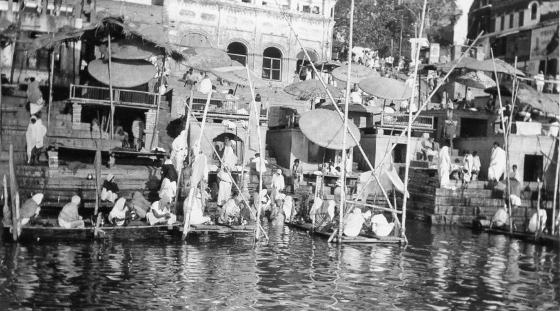 Taken in 1939 in Benares, India on the Ganges River. View full size.
