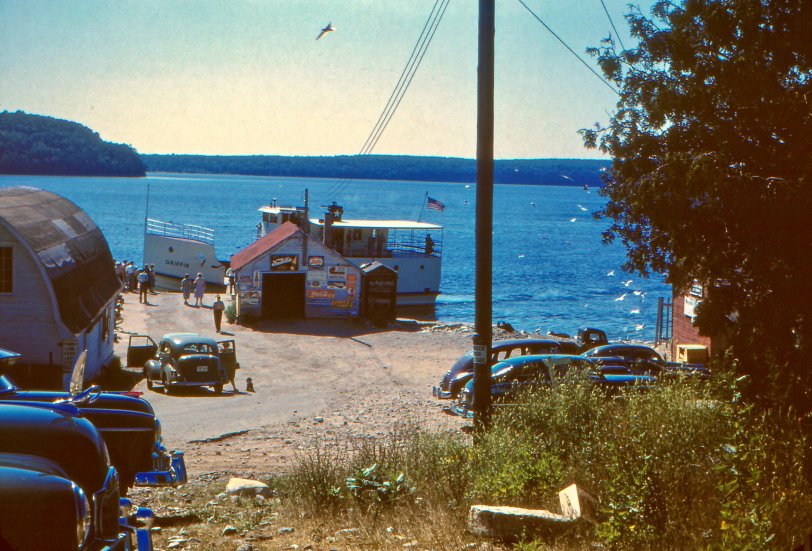 August 16, 1950; The ferry landing at Gill's Rock in Door County, Wisconsin.  The ferry took passengers to Washington Island.  This image was captured on Kodachrome by my grand uncle, Herbert F. Krahn of Oshkosh, WI.
