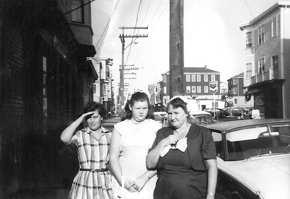 My mother-in-law, Dianna Dostie in the center with her mother on the right and sister Gladys on the left, Providence RI in 1960. View full size.
