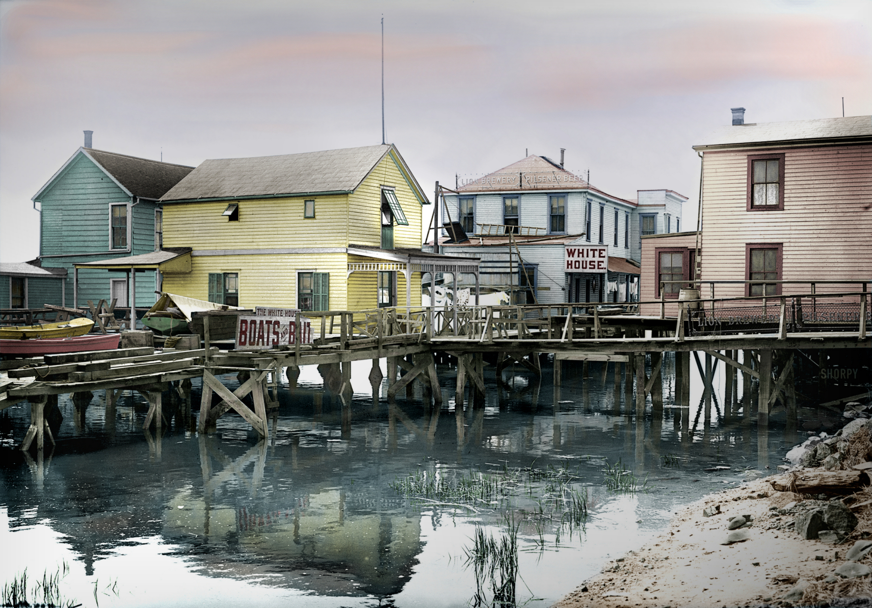 Goose Creek, houses on the water, Jamaica, N.Y. From this Shorpy photo. View full size.