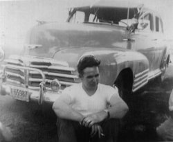 This is my grandfather Roland and his brand new 1948 Chevrolet Fleetline. He had just picked it up from the dealership and was very proud of it. The picture was taken in Omaha, Nebraska in 1948. 
Proud OwnerAnd he should be! Wow, whatta car! The post war years really show here...enough chrome and metal for two of today's cars!
(ShorpyBlog, Member Gallery)