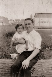 My grandfather and father pose in front of a lot in Brooklyn. Taken around 1930. View full size.
(ShorpyBlog, Member Gallery)