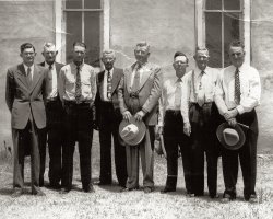 1947. Elders, Deacons and Minister of the Church of Christ in Hedley, Texas. That's my father, James Lee Willett, the minister, at left.
