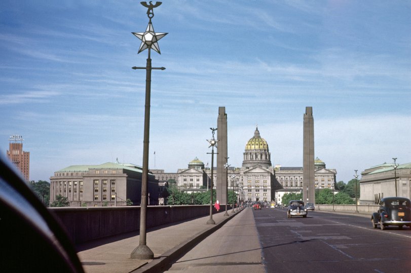 I don't know what year my grandfather took this photo of the Pennsylvania Capitol Building, but I'm guessing it was 1948 or 1949. View full size.
