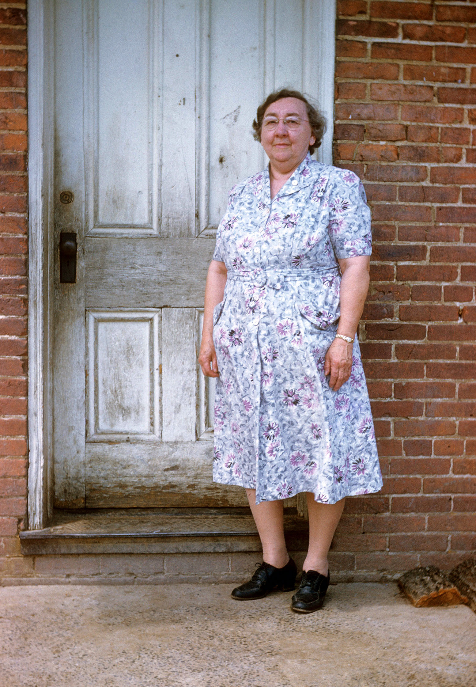 Old Mrs. Lawson ran the show at the one-room school in Honey Grove, Pennsylvania and she was my mother's inspiration to become a teacher. My grandfather photographed her by the schoolhouse door in 1958 on the school's last-ever day of class. The new consolidated elementary school opened the following fall. View full size.