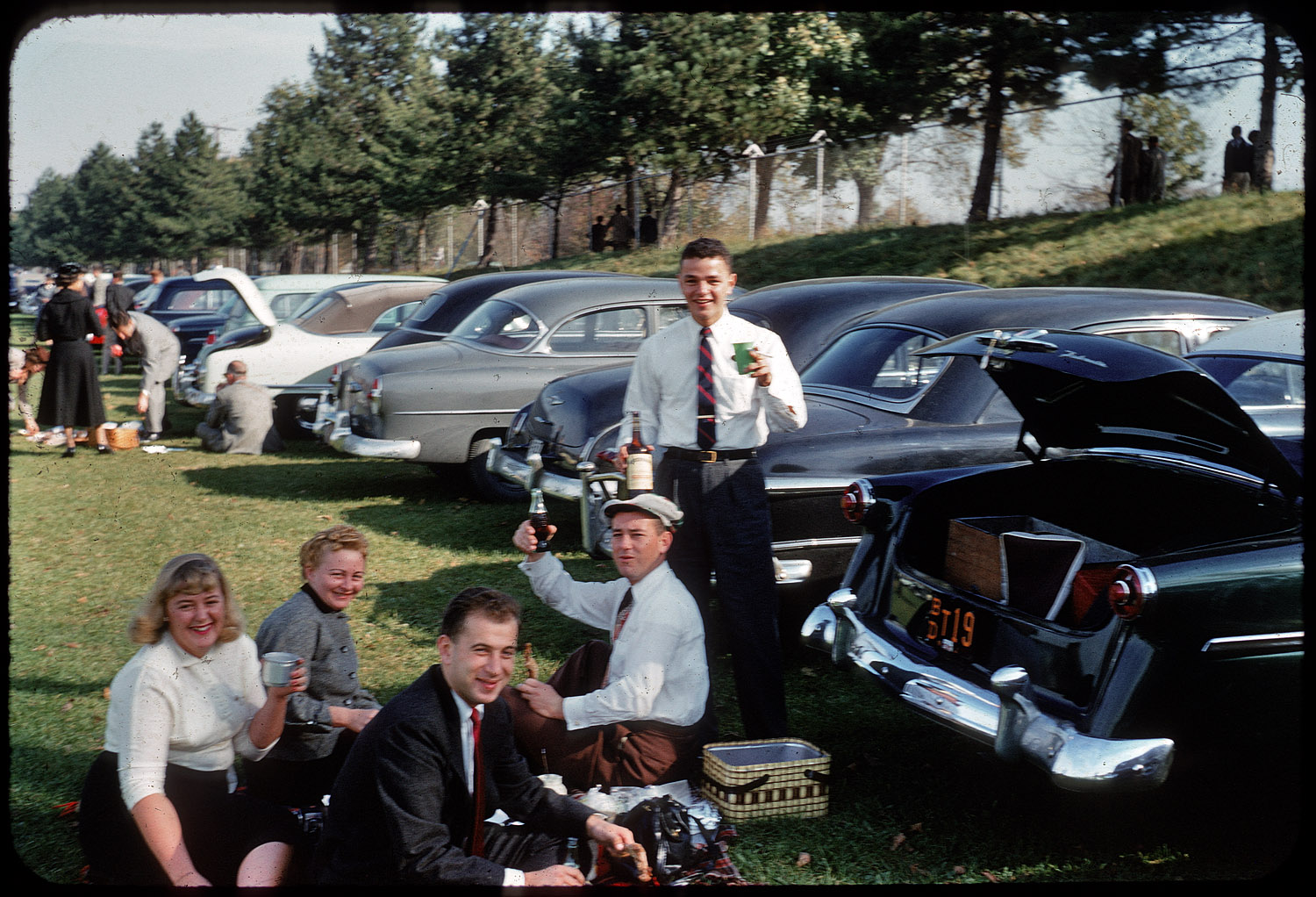 "Yale-Colgate Football." New Haven, Oct. 23, 1954, with Ralph, Dan and Richie, a few months after Richie (standing) graduated from Colgate U. View full size.