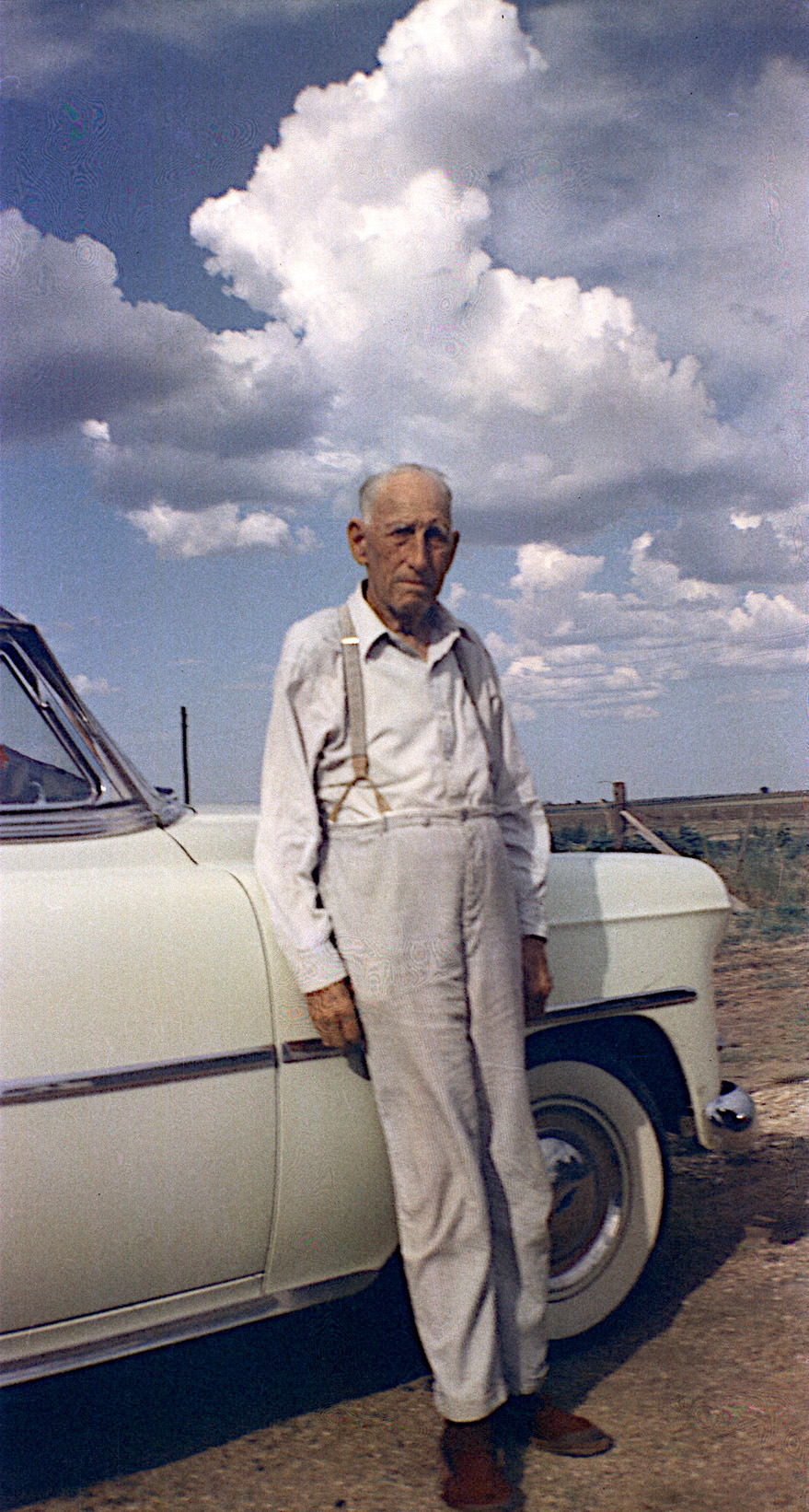 In a box of family photos I found some color negatives that were processed in 1954.  This is my Great Grandfather, James William Smiley.  These pics were taken in Parvin, Texas. View full size.
