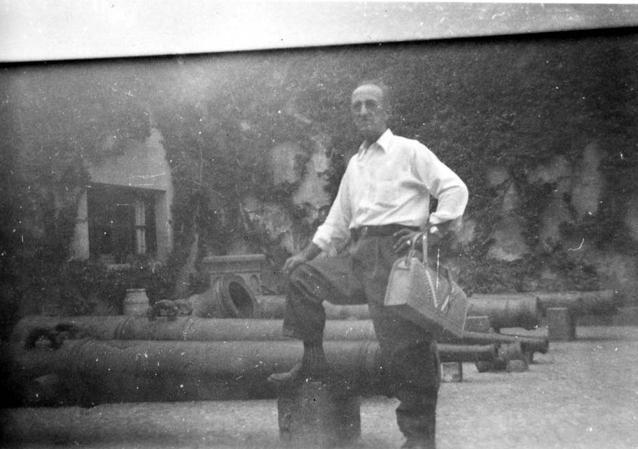 My grandpa Jack on another business trip. Here he stands with cannons in some Roman ruins, French Morocco, Africa. Sept 1951.
