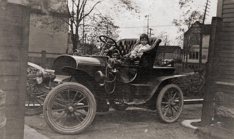 Thomas “Jack” Gould in his father's (my grandfather's) car c. 1906. Clarence, New York. I don’t know the make of car.
