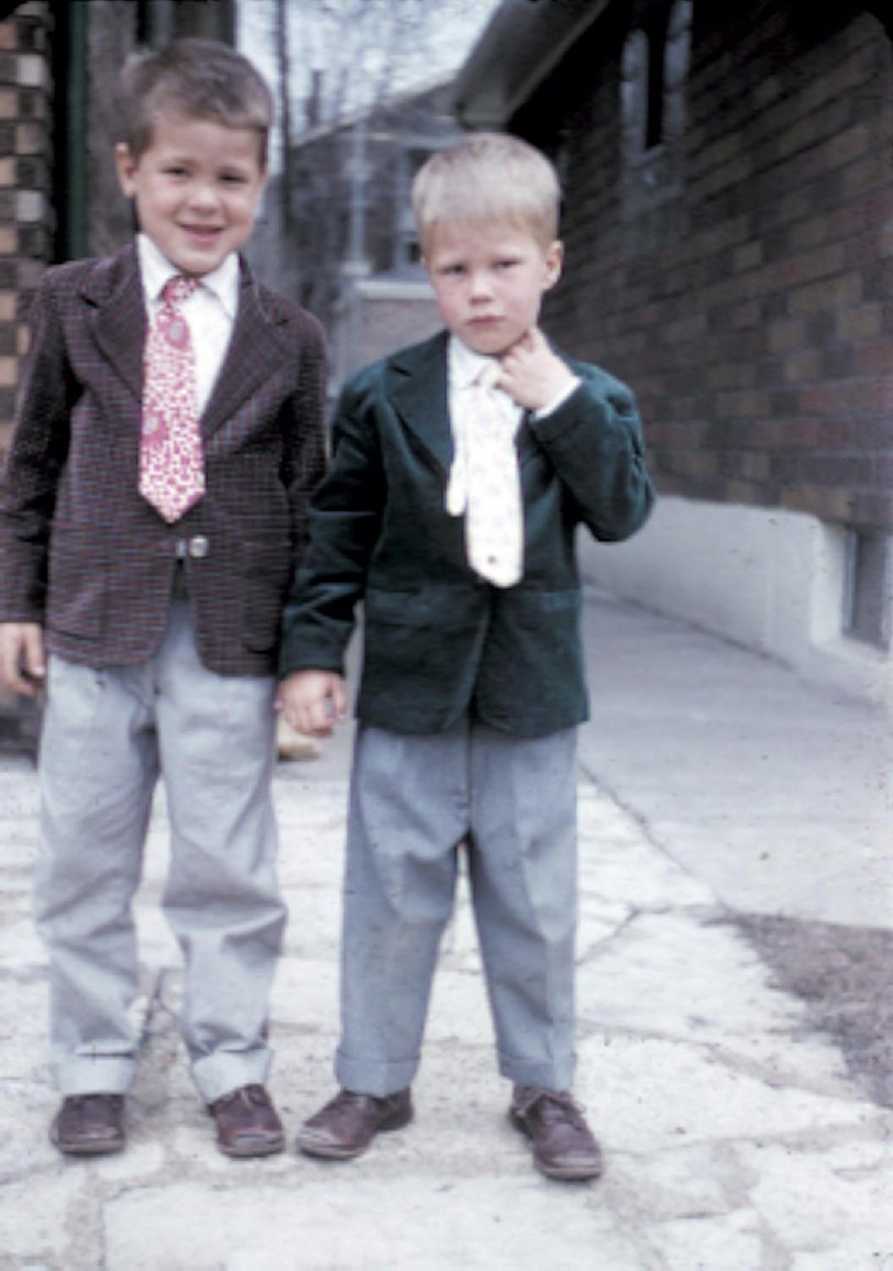 Me and my "Irish twin" brother Tom at my Grandmother's house in South Saint Louis, near Meramac and Grand. Easter, 1955

Think we weren't rough on our shoes?   