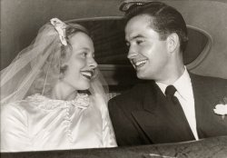I've always been really fond of this picture. It was taken on the day of my grandparents' wedding in 1948. My grandmother was 21 at the time and my grandfather was 22. View full size.