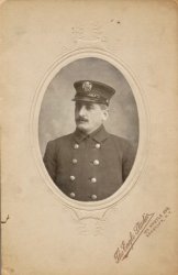 Taken in Brooklyn circa 1902. John was my great uncle, older brother of my grandfather, Edward Langdon (also an FDNY fireman), on my mother's side. Their oldest brother, Garrett Langdon, was Deputy Chief of FDNY. View full size.
(ShorpyBlog, Member Gallery)