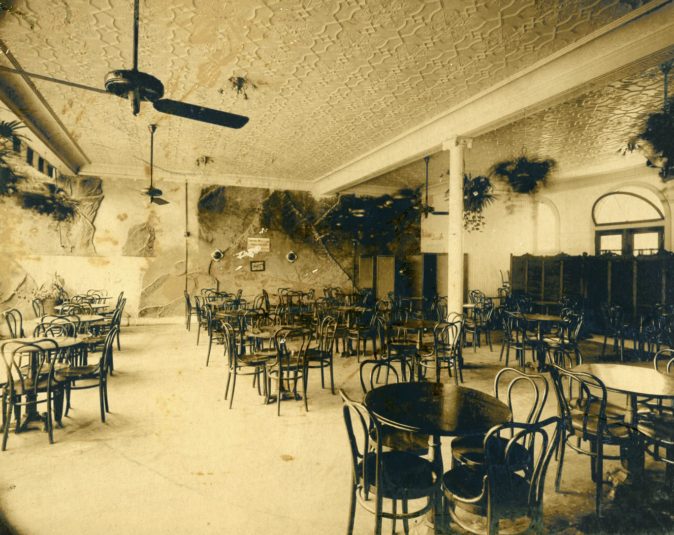 Interior view of Fred Geyer's beer garden after it was purchased from George Kozel. 1827 14th St. NW, Washington D.C. probably about 1904-1908. View full size.