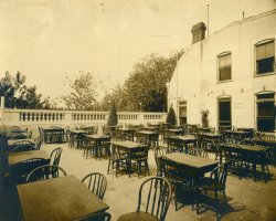 Rooftop garden of Fred Geyer's beer garden after it was purchased from George Kozel. 1827 14th St. NW, Washington D.C. probably about 1904-1908. View full size.
(ShorpyBlog, Member Gallery)