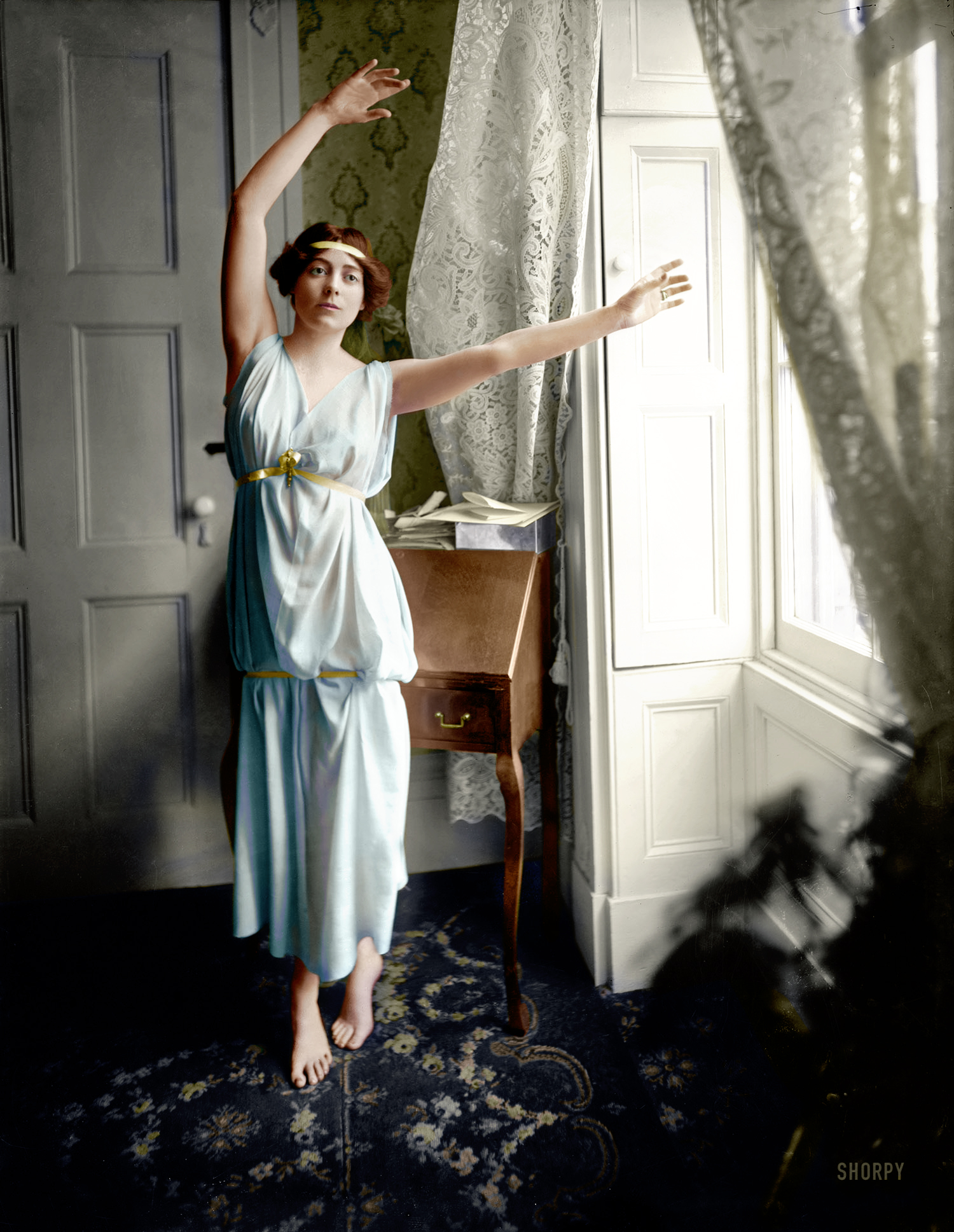 Colorized from this Shorpy original. Lady Richardson was a dancer and writer. She was outspoken on beauty and body image. No false modesty here. View full size.