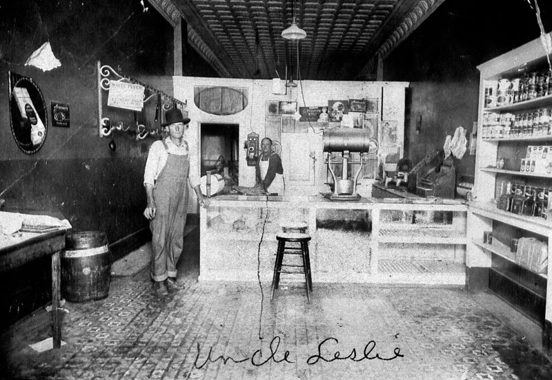 Leslie Jordan (b. 1879) general store, near Kansas City, Missouri, circa 1910. View full size.

