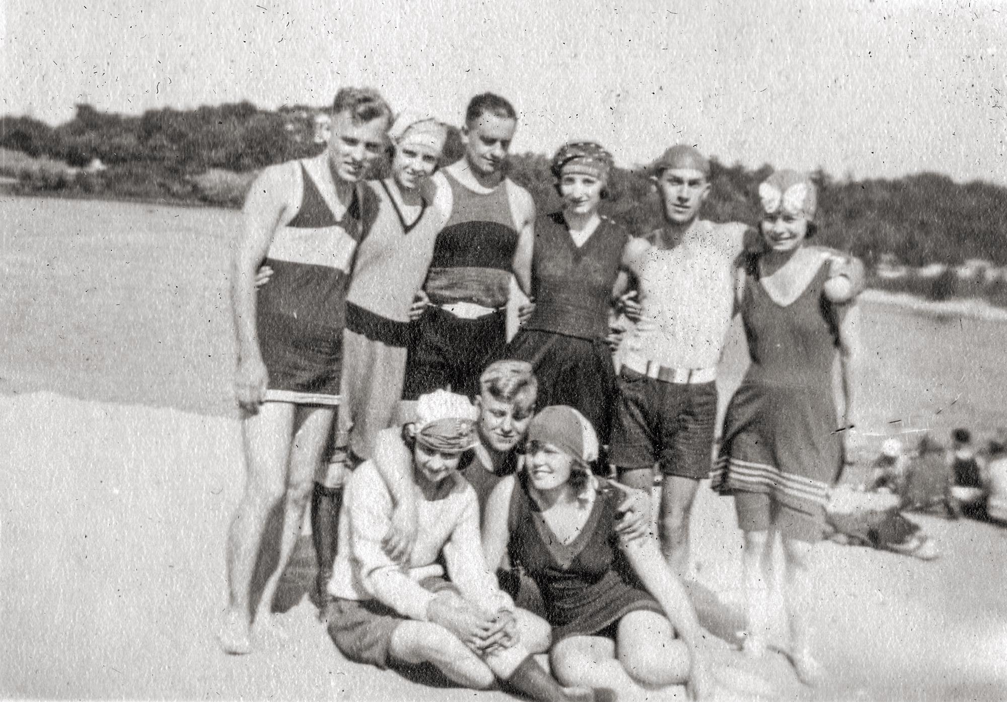 Dewey Beach, Peoria, Illinois, 1916. From the photo albums of Louise Boettger (Sluser) dated from 1915 to 1917 and a few others from the mid-1920s. Fun and whimsical snapshots and poses, Bradley University students, automobile excursions, Dewey Beach in Peoria, Illinois, boat rides and vacation trips to California and Colorado.

Louise Boettger Sluser (Nov. 2, 1897 - March 5, 1994). Born Nov. 2, 1897, in Peoria to Robert and Anna Vonachen Boettger, she married Miles B. “Bert” Sluser on Feb. 22, 1923, in Peoria, Illinois.