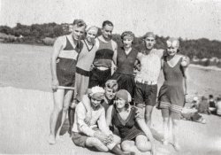Dewey Beach, Peoria, Illinois, 1916. From the photo albums of Louise Boettger (Sluser) dated from 1915 to 1917 and a few others from the mid-1920s. Fun and whimsical snapshots and poses, Bradley University students, automobile excursions, Dewey Beach in Peoria, Illinois, boat rides and vacation trips to California and Colorado.

Louise Boettger Sluser (Nov. 2, 1897 - March 5, 1994). Born Nov. 2, 1897, in Peoria to Robert and Anna Vonachen Boettger, she married Miles B. “Bert” Sluser on Feb. 22, 1923, in Peoria, Illinois.