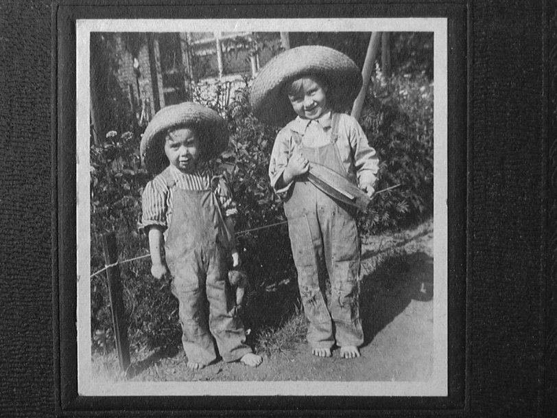Looking like they stepped out of a story with Tom Sawyer and Huck Finn, my grandmother's brothers Myron and Donald circa 1912 in Denver. Photo by Arnold W. Wade.