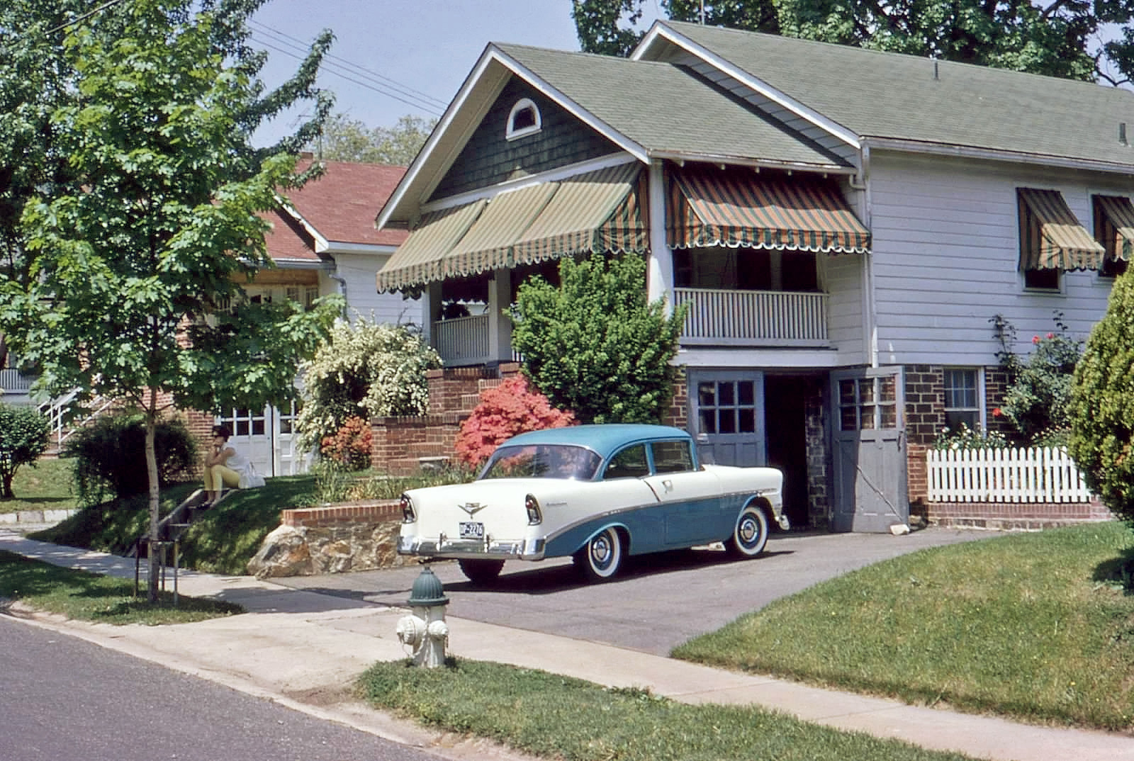 My dad was born in Maryland and lived there until he was 12. In 1964 he and my mother  visited old family friends the Winklers in Silver Spring. This is their house where they stayed, my mother Janice sitting on the front steps. She was pregnant with my sister at the time. View full size.