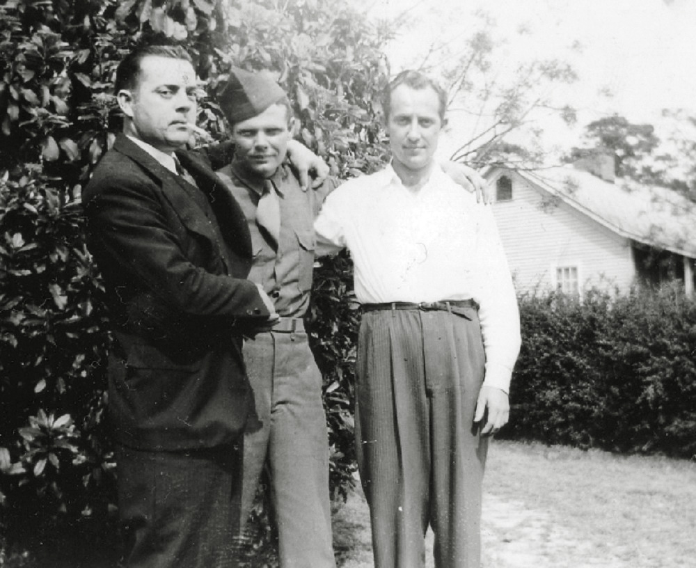 My grandfather, Ernest Mathis, left, and his two brothers, Forrest and Olen. About 1942 in Tallassee, Alabama. View full size.